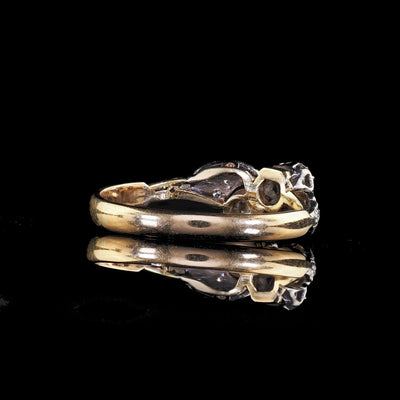 Antique Art Deco 18K Gold and Platinum Old Cut Diamond Toi Et Moi Ring