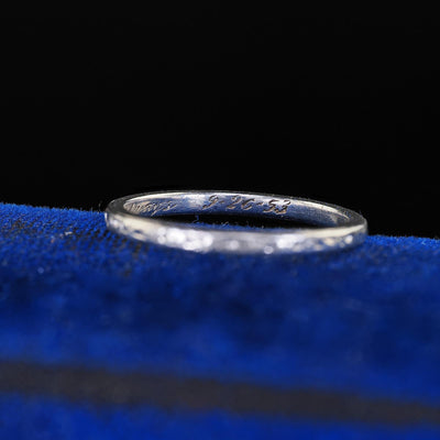 Vintage Retro Platinum Classic Engraved Wedding Band Ring - 5 1/4