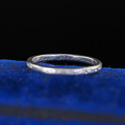 Vintage Retro Platinum Classic Engraved Wedding Band Ring - 5 1/4