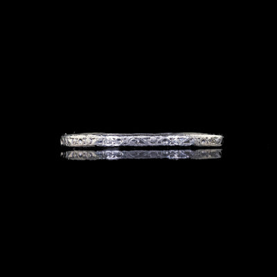 Vintage Retro Platinum Classic Engraved Wedding Band Ring - 5 1/4