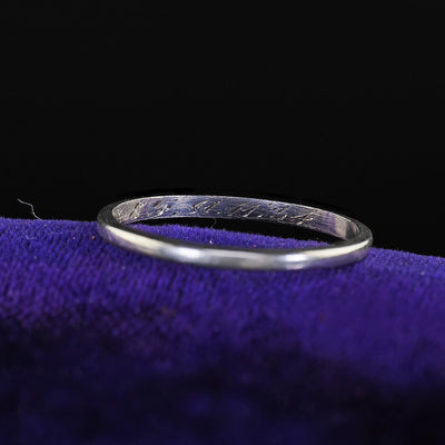 Antique Art Deco Platinum Classic Design Engraved Wedding Band - Size 6