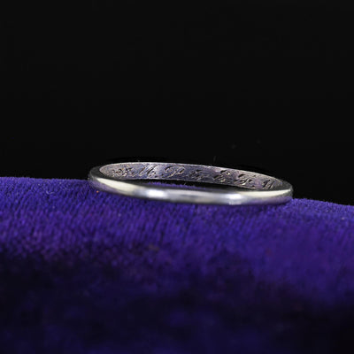 Antique Art Deco Platinum Classic Design Engraved Wedding Band - Size 6