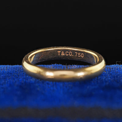 Vintage Estate Tiffany Co 18K Yellow Gold Classic Wedding Band Ring - Size 4 3/4