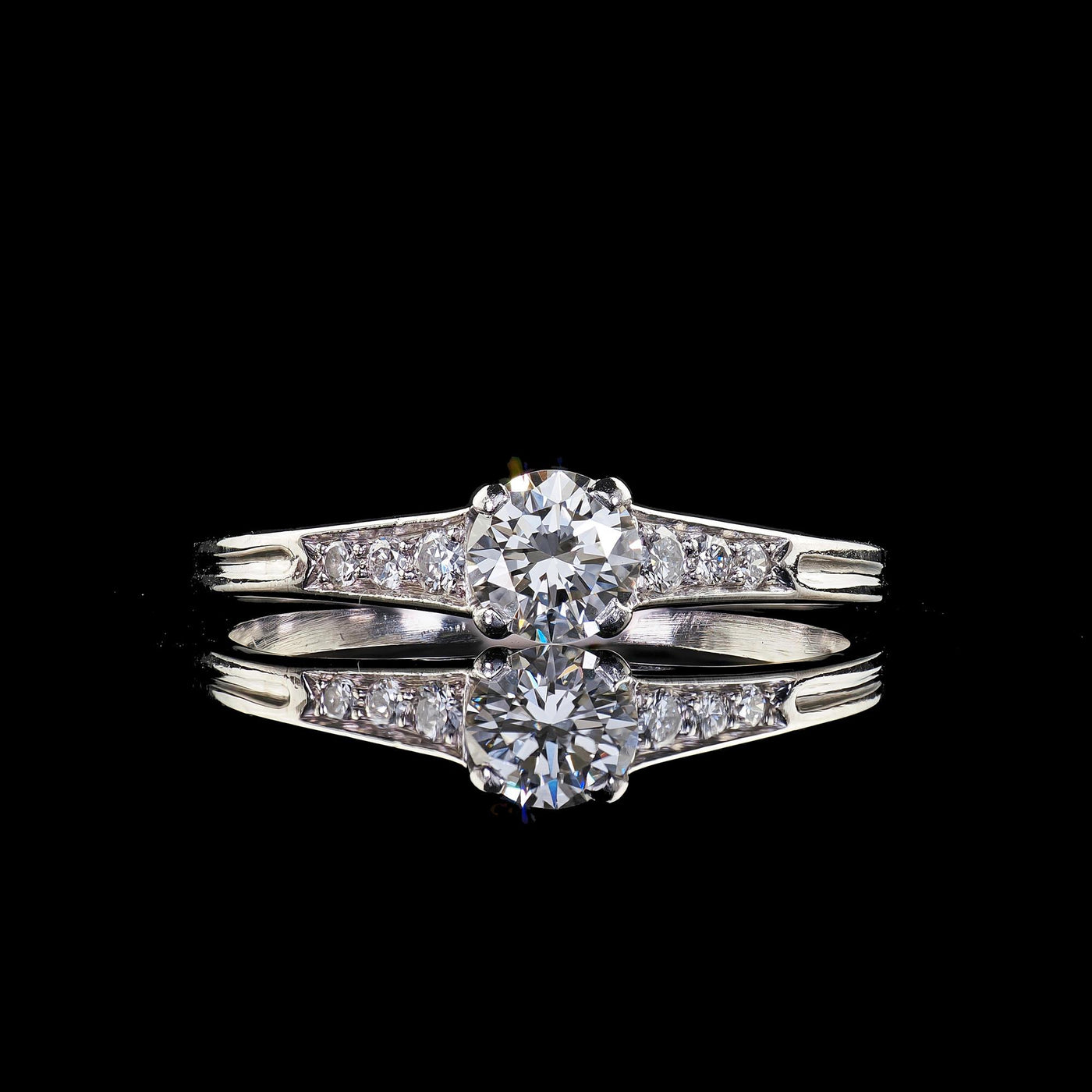 Vintage Retro Tiffany and Co Platinum Diamond Engagement Ring - Size 7 3/4