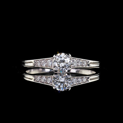 Vintage Retro Tiffany and Co Platinum Diamond Engagement Ring - Size 7 3/4