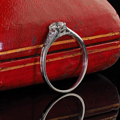 Vintage Retro Tiffany and Co Platinum Diamond Engagement Ring - Size 7 3/4