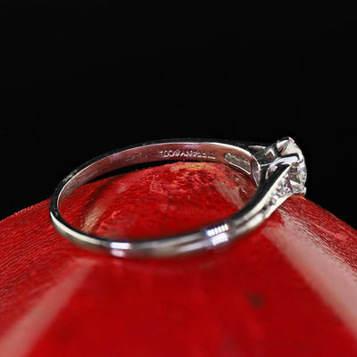 Vintage Retro Tiffany and Co Platinum Diamond Engagement Ring - Size 7 3/4