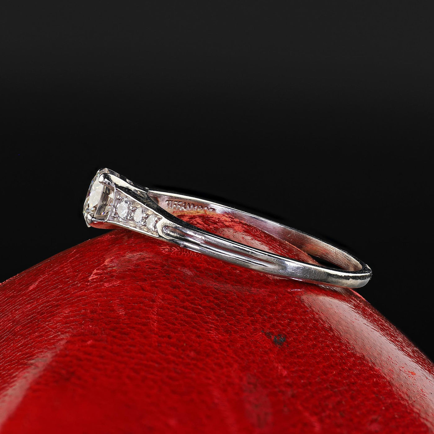 Vintage Retro Tiffany and Co Platinum Diamond Engagement Ring - Size 7 3/4