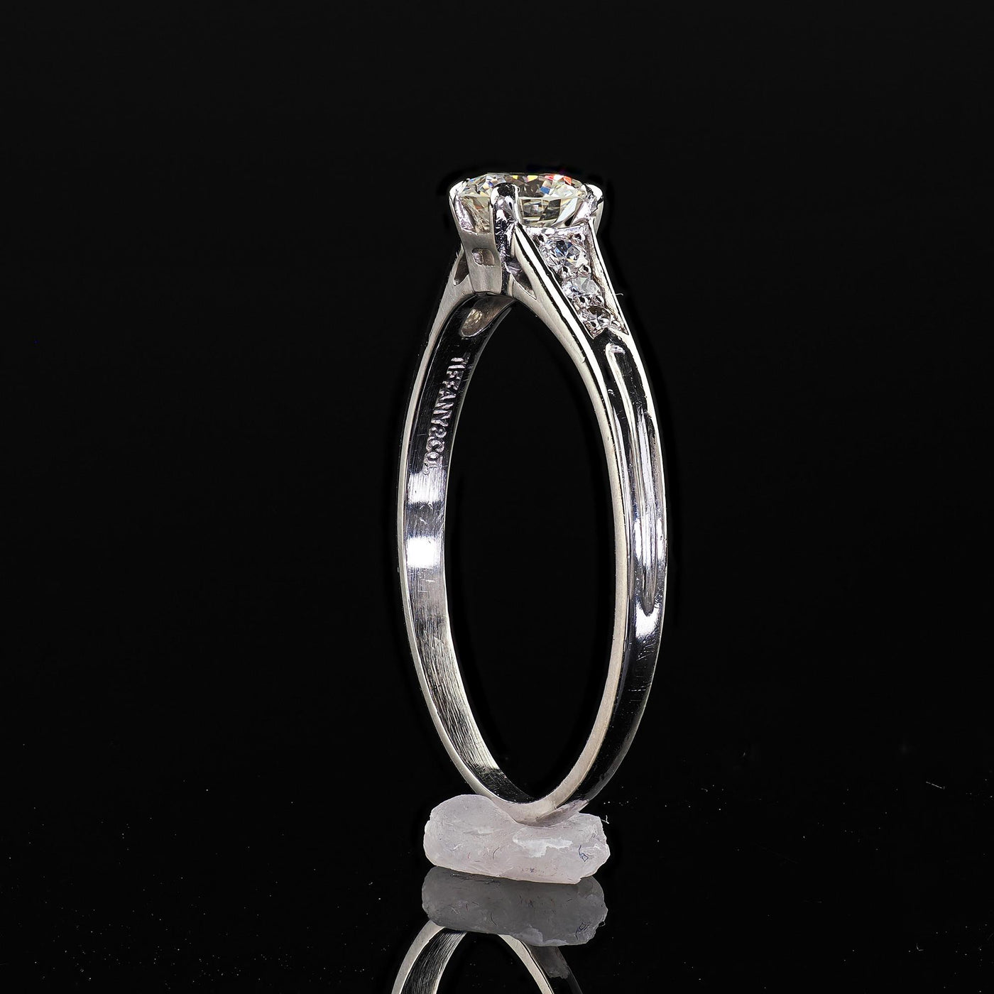 Vintage Retro Tiffany and Co Platinum Diamond Engagement Ring - Size 7 3/4