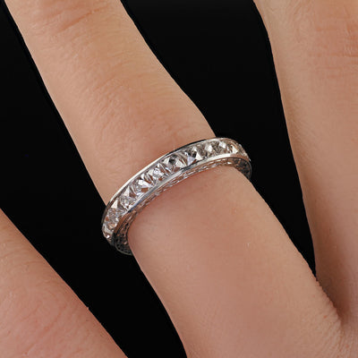 Art Deco Revival Platinum Reclaimed French Cut Diamond Eternity Band - Size 5