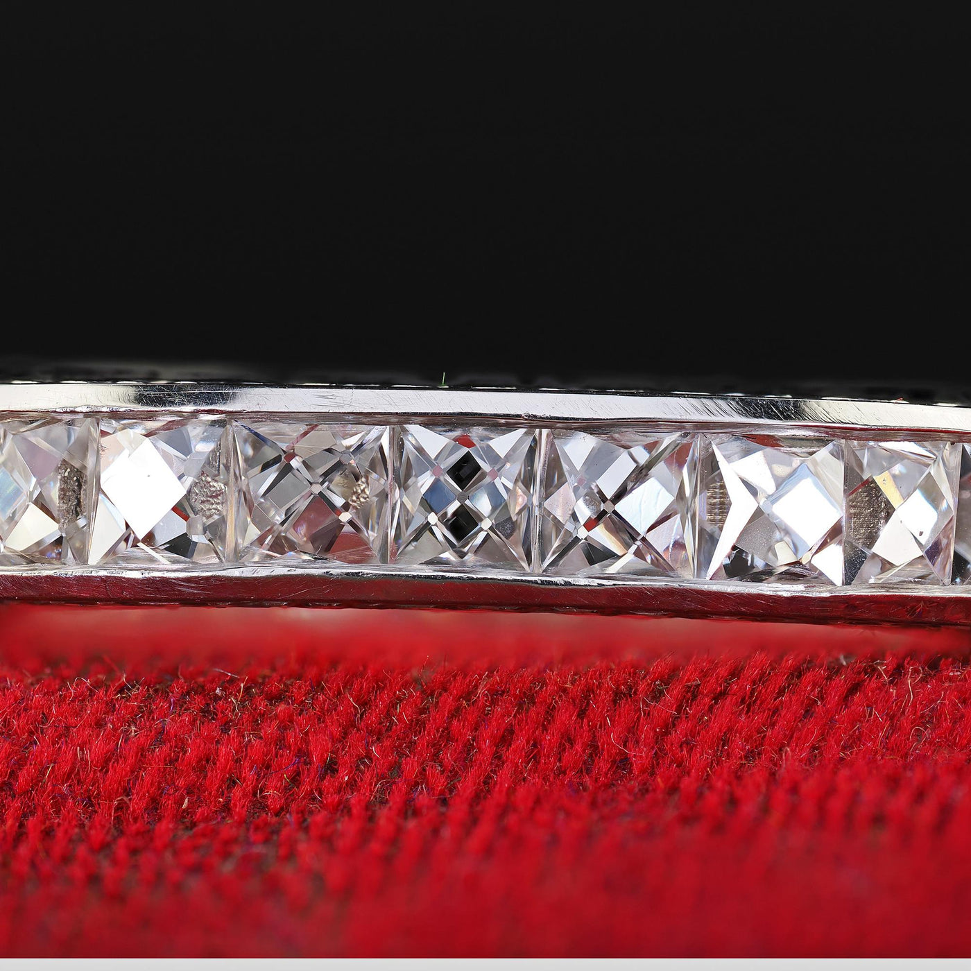 Art Deco Revival Platinum Reclaimed French Cut Diamond Eternity Band - Size 5