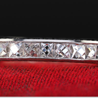 Art Deco Revival Platinum Reclaimed French Cut Diamond Eternity Band - Size 5