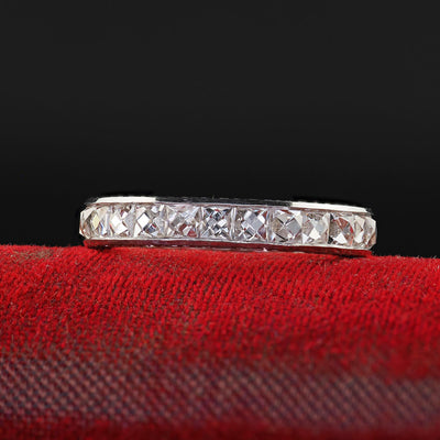 Art Deco Revival Platinum Reclaimed French Cut Diamond Eternity Band - Size 5