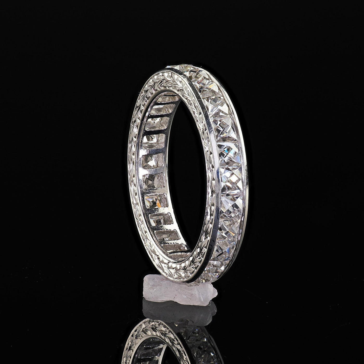 Art Deco Revival Platinum Reclaimed French Cut Diamond Eternity Band - Size 5