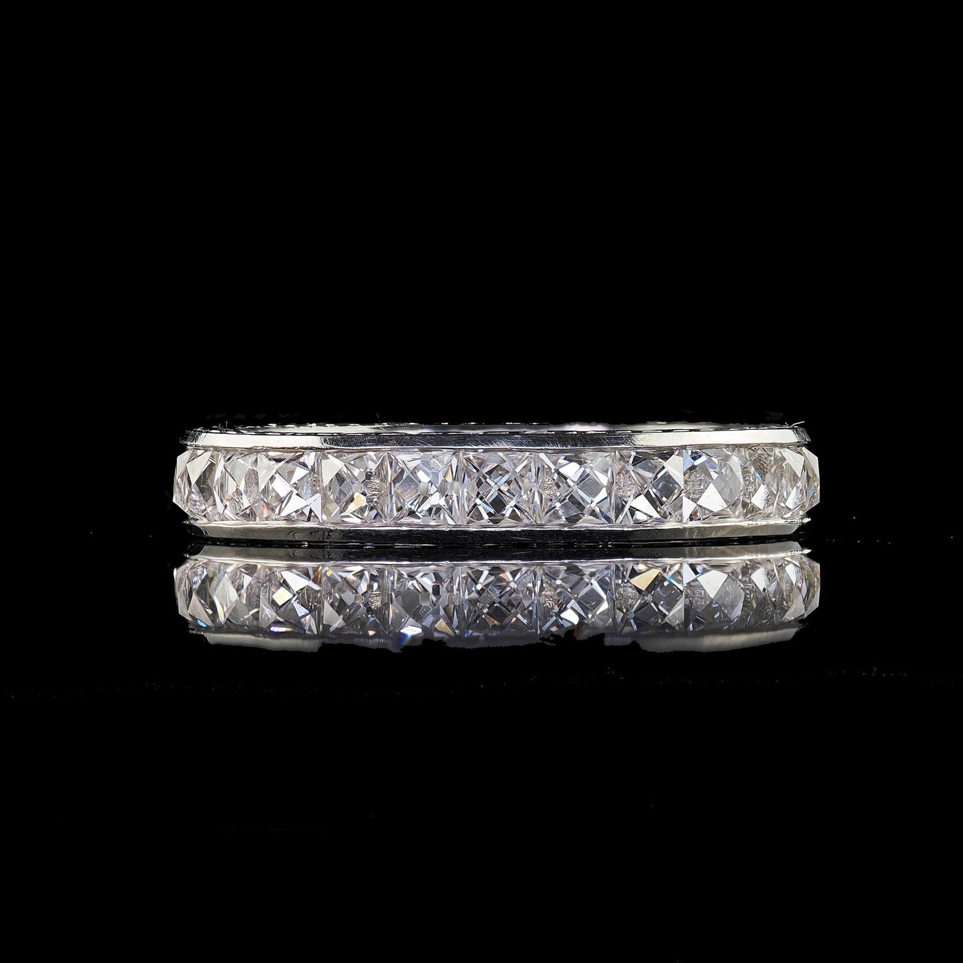 Art Deco Revival Platinum Reclaimed French Cut Diamond Eternity Band - Size 5