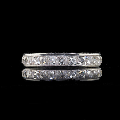 Art Deco Revival Platinum Reclaimed French Cut Diamond Eternity Band - Size 5
