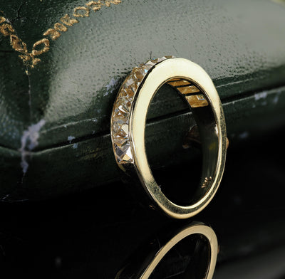 Contemporary 18K Yellow Gold Reclaimed French Cut Diamond Half Band - Size 5