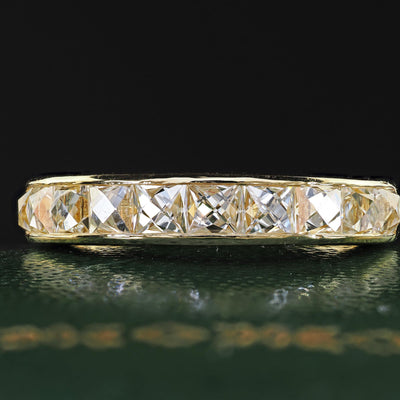 Contemporary 18K Yellow Gold Reclaimed French Cut Diamond Half Band - Size 5