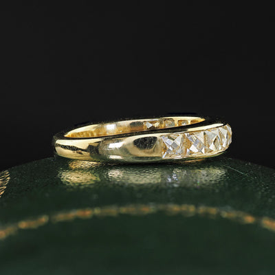 Contemporary 18K Yellow Gold Reclaimed French Cut Diamond Half Band - Size 5