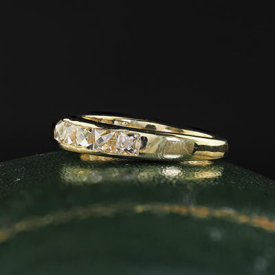 Contemporary 18K Yellow Gold Reclaimed French Cut Diamond Half Band - Size 5
