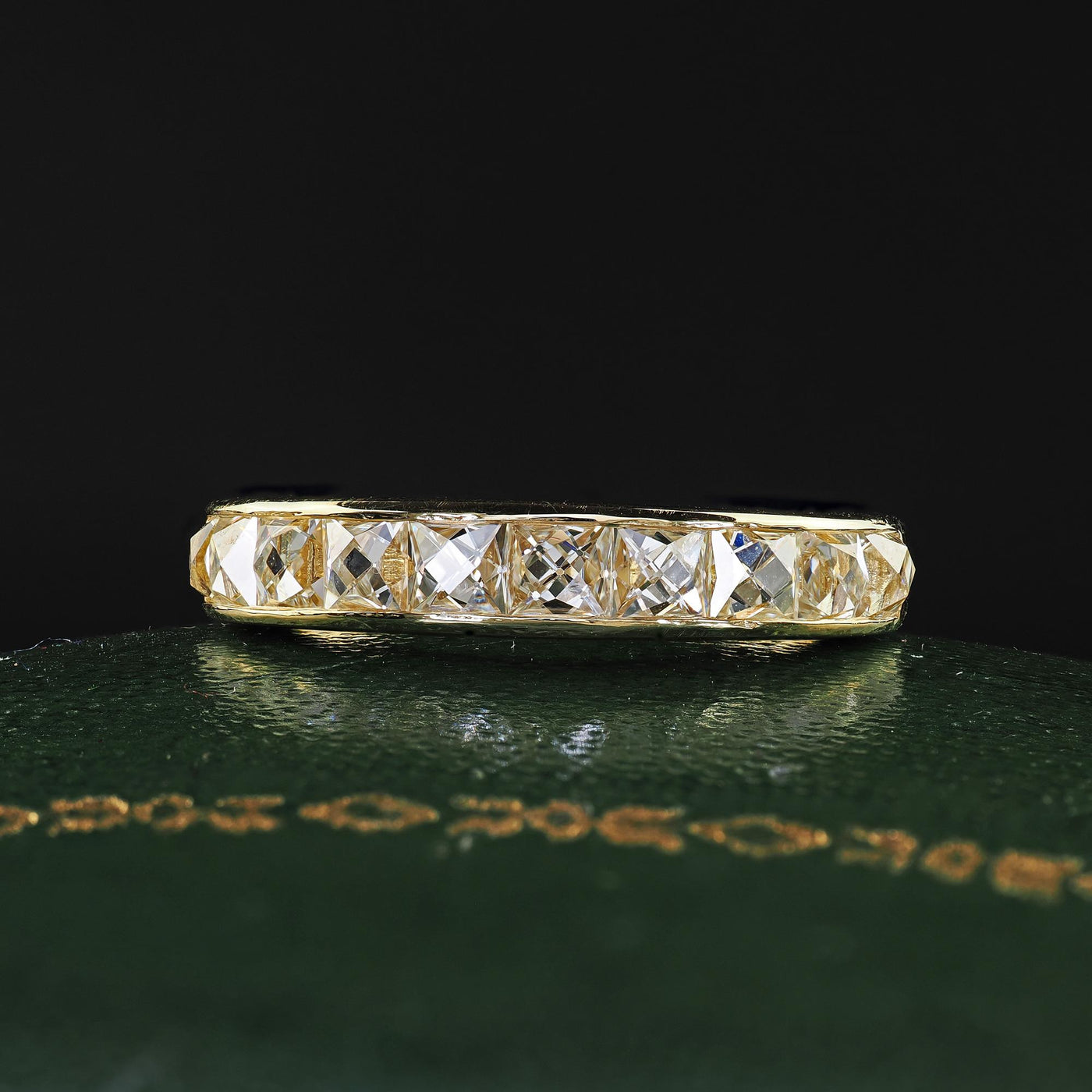 Contemporary 18K Yellow Gold Reclaimed French Cut Diamond Half Band - Size 5