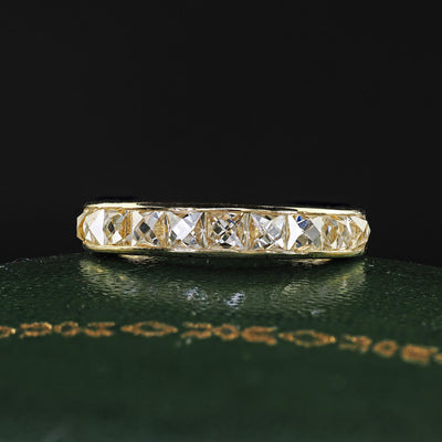 Contemporary 18K Yellow Gold Reclaimed French Cut Diamond Half Band - Size 5