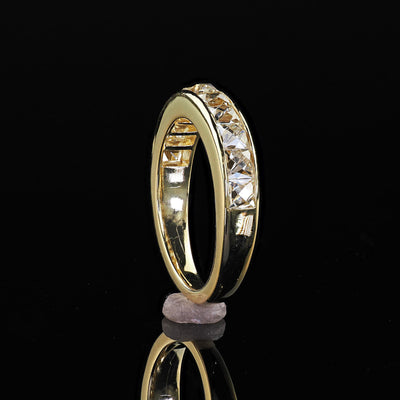 Contemporary 18K Yellow Gold Reclaimed French Cut Diamond Half Band - Size 5