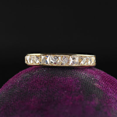 Contemporary 18K Yellow Gold Reclaimed French Cut Diamond Half Band - Size 4