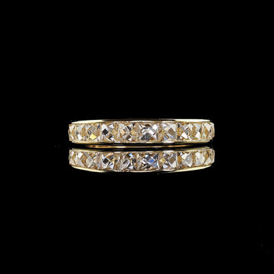 Contemporary 18K Yellow Gold Reclaimed French Cut Diamond Half Band - Size 4
