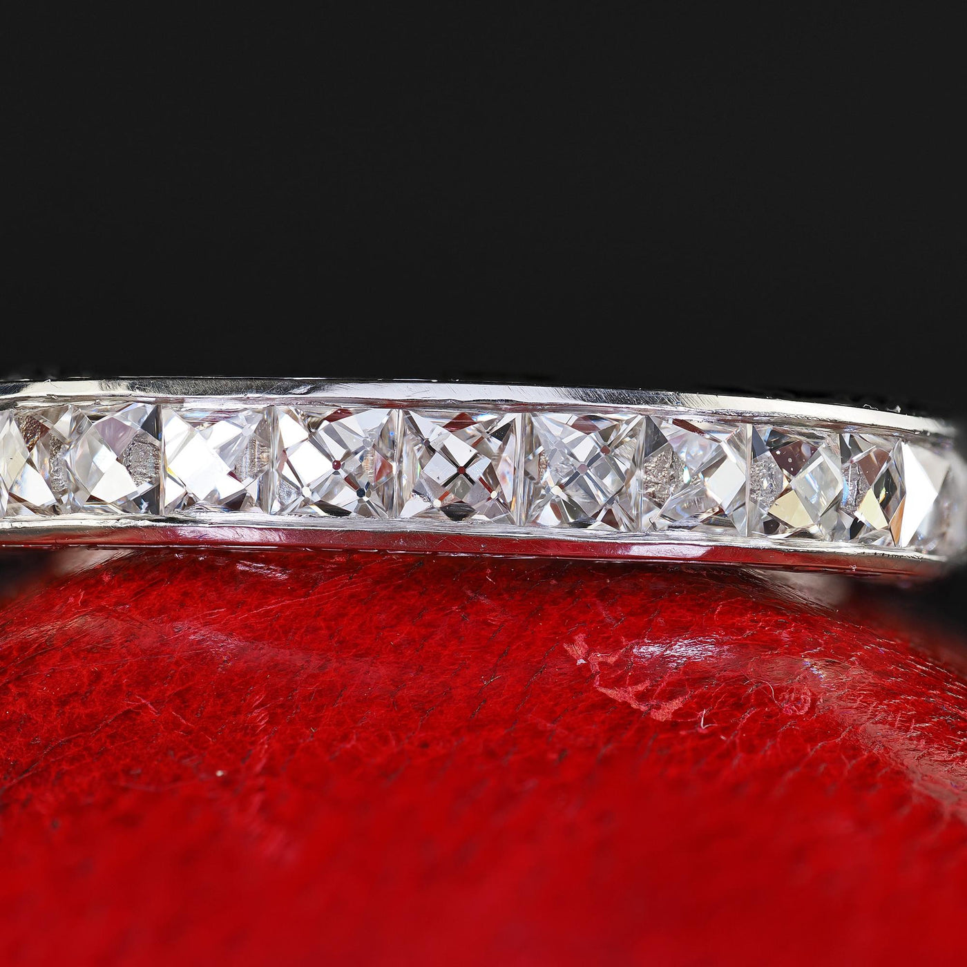 Art Deco Revival Platinum Reclaimed French Cut Diamond Eternity Band - Size 6