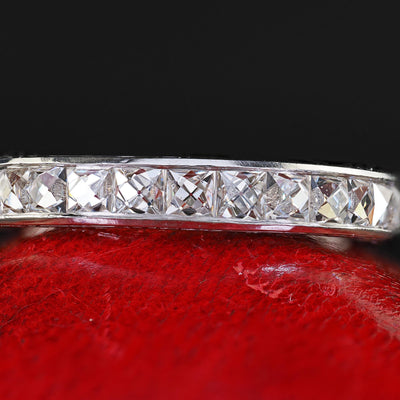 Art Deco Revival Platinum Reclaimed French Cut Diamond Eternity Band - Size 6