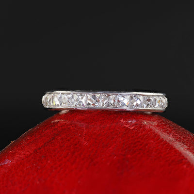 Art Deco Revival Platinum Reclaimed French Cut Diamond Eternity Band - Size 6