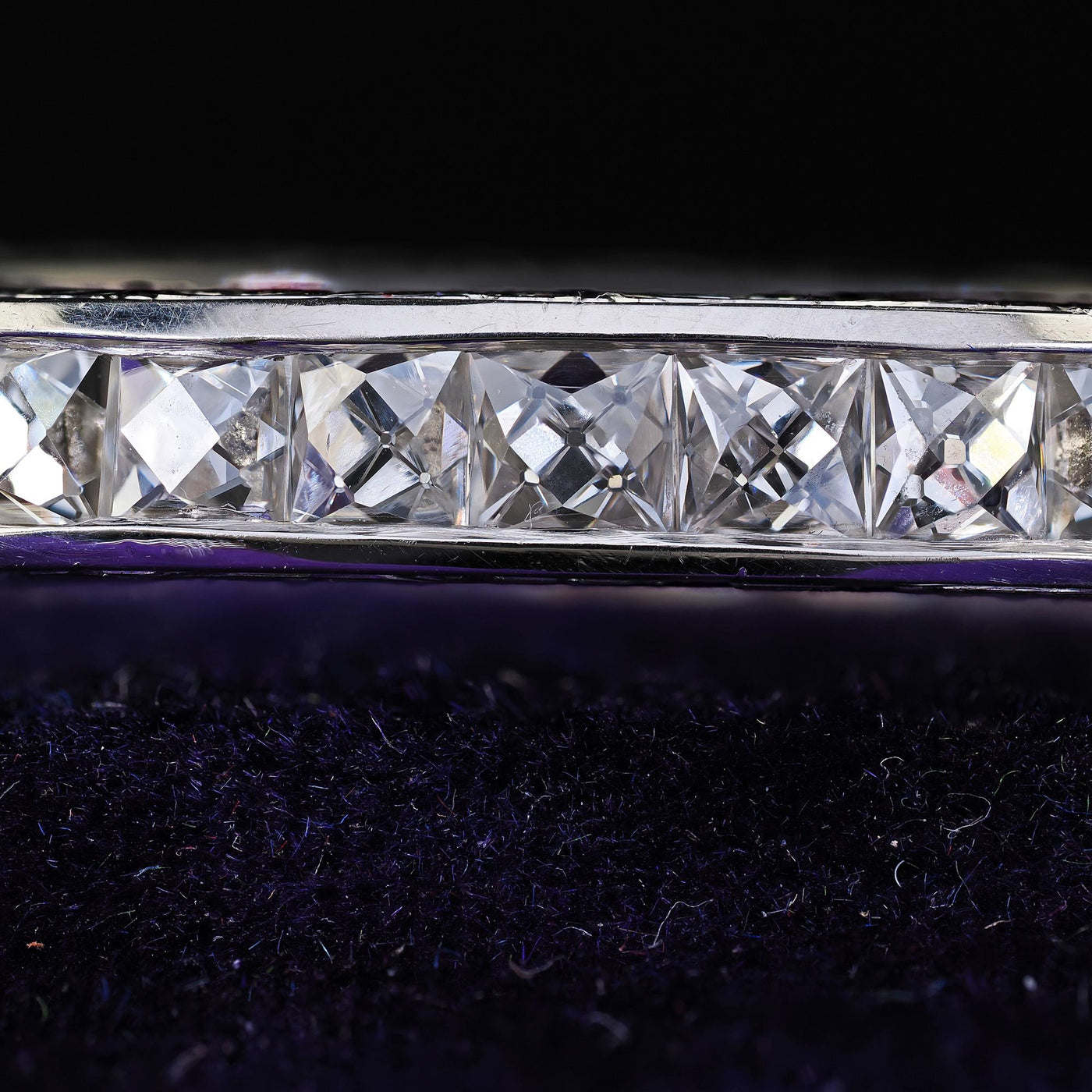 Art Deco Revival Platinum Reclaimed French Cut Diamond Eternity Band - Size 6