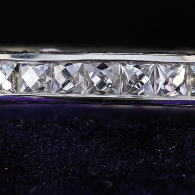 Art Deco Revival Platinum Reclaimed French Cut Diamond Eternity Band - Size 6