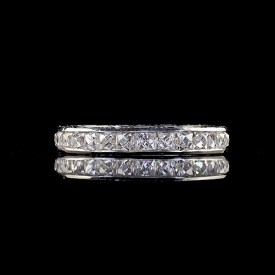 Art Deco Revival Platinum Reclaimed French Cut Diamond Eternity Band - Size 6