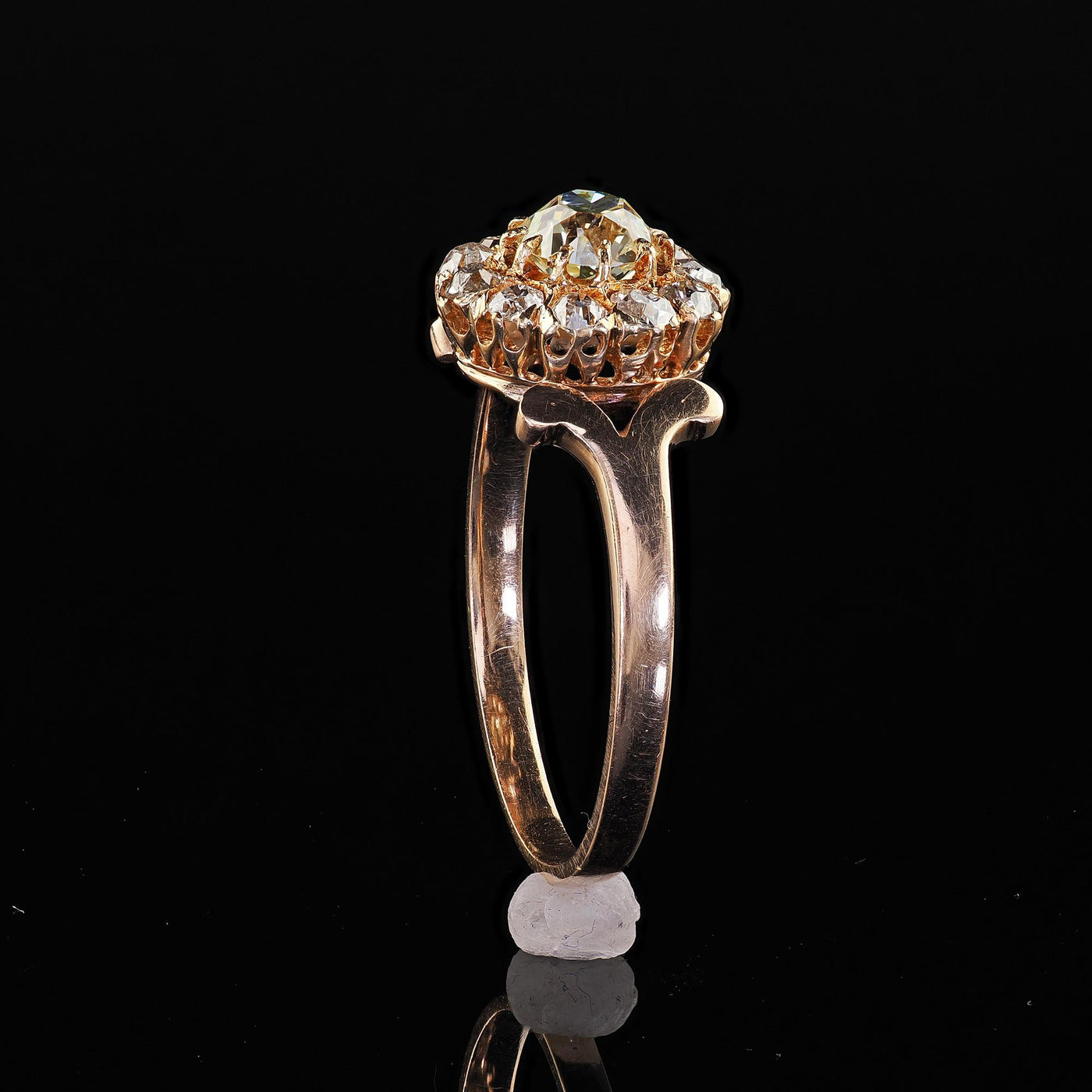 Antique Victorian 14K Yellow Gold Old Mine Diamond Cluster Engagement Ring