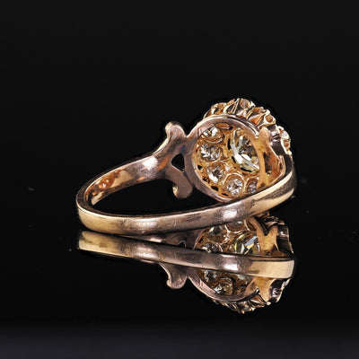 Antique Victorian 14K Yellow Gold Old Mine Diamond Cluster Engagement Ring