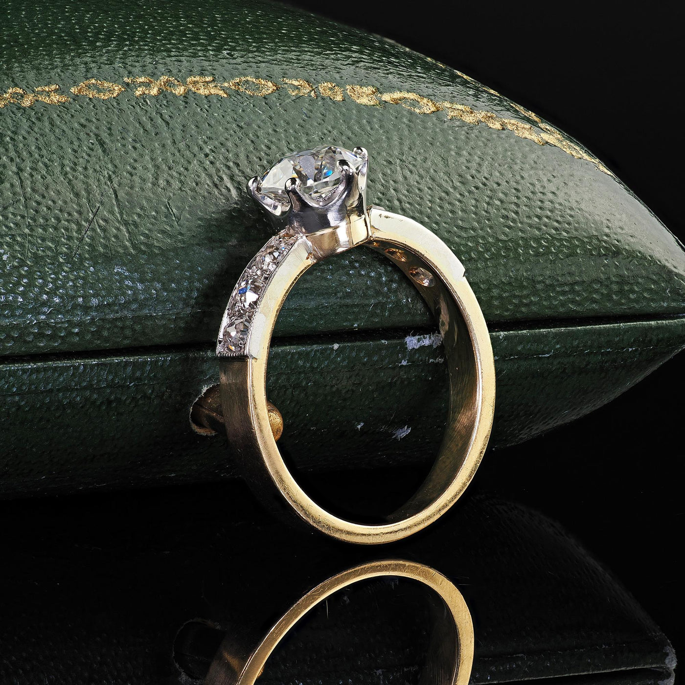 Antique Edwardian French 18K Yellow Gold Old Mine Diamond Engagement Ring - GIA