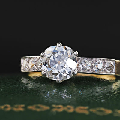 Antique Edwardian French 18K Yellow Gold Old Mine Diamond Engagement Ring - GIA