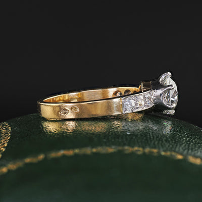 Antique Edwardian French 18K Yellow Gold Old Mine Diamond Engagement Ring - GIA