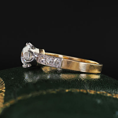 Antique Edwardian French 18K Yellow Gold Old Mine Diamond Engagement Ring - GIA