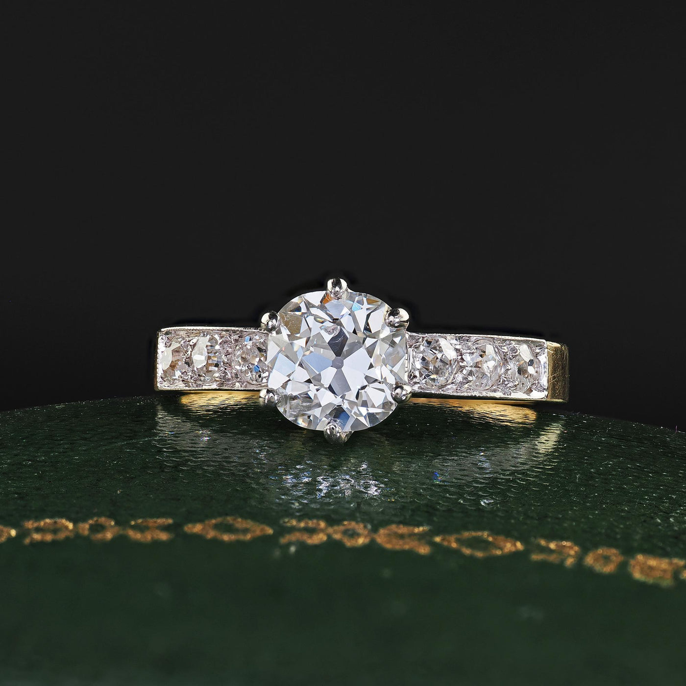 Antique Edwardian French 18K Yellow Gold Old Mine Diamond Engagement Ring - GIA