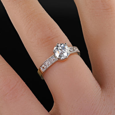 Antique Edwardian French 18K Yellow Gold Old Mine Diamond Engagement Ring - GIA