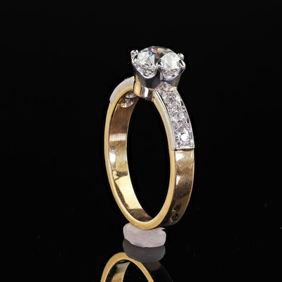 Antique Edwardian French 18K Yellow Gold Old Mine Diamond Engagement Ring - GIA
