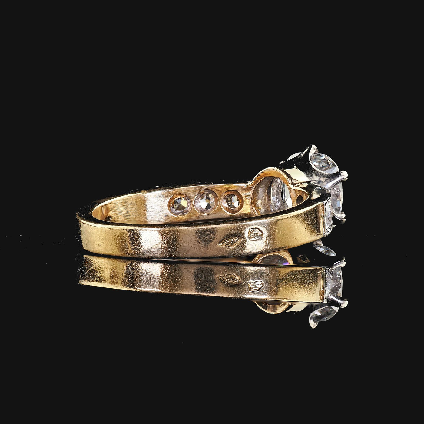 Antique Edwardian French 18K Yellow Gold Old Mine Diamond Engagement Ring - GIA