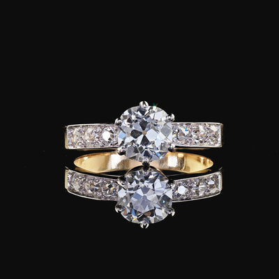 Antique Edwardian French 18K Yellow Gold Old Mine Diamond Engagement Ring - GIA