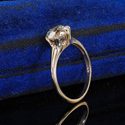 Antique Art Deco 14K Yellow Gold Old Euro Diamond Engagement Ring - GIA