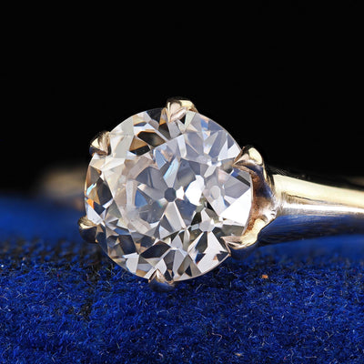 Antique Art Deco 14K Yellow Gold Old Euro Diamond Engagement Ring - GIA