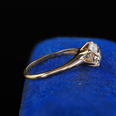 Antique Art Deco 14K Yellow Gold Old Euro Diamond Engagement Ring - GIA