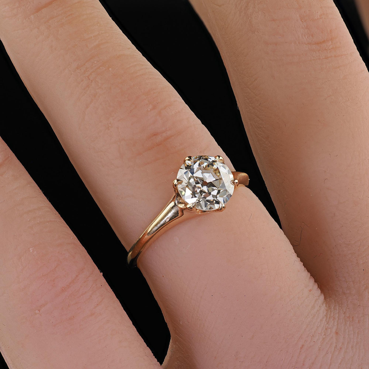 Antique Art Deco 14K Yellow Gold Old Euro Diamond Engagement Ring - GIA